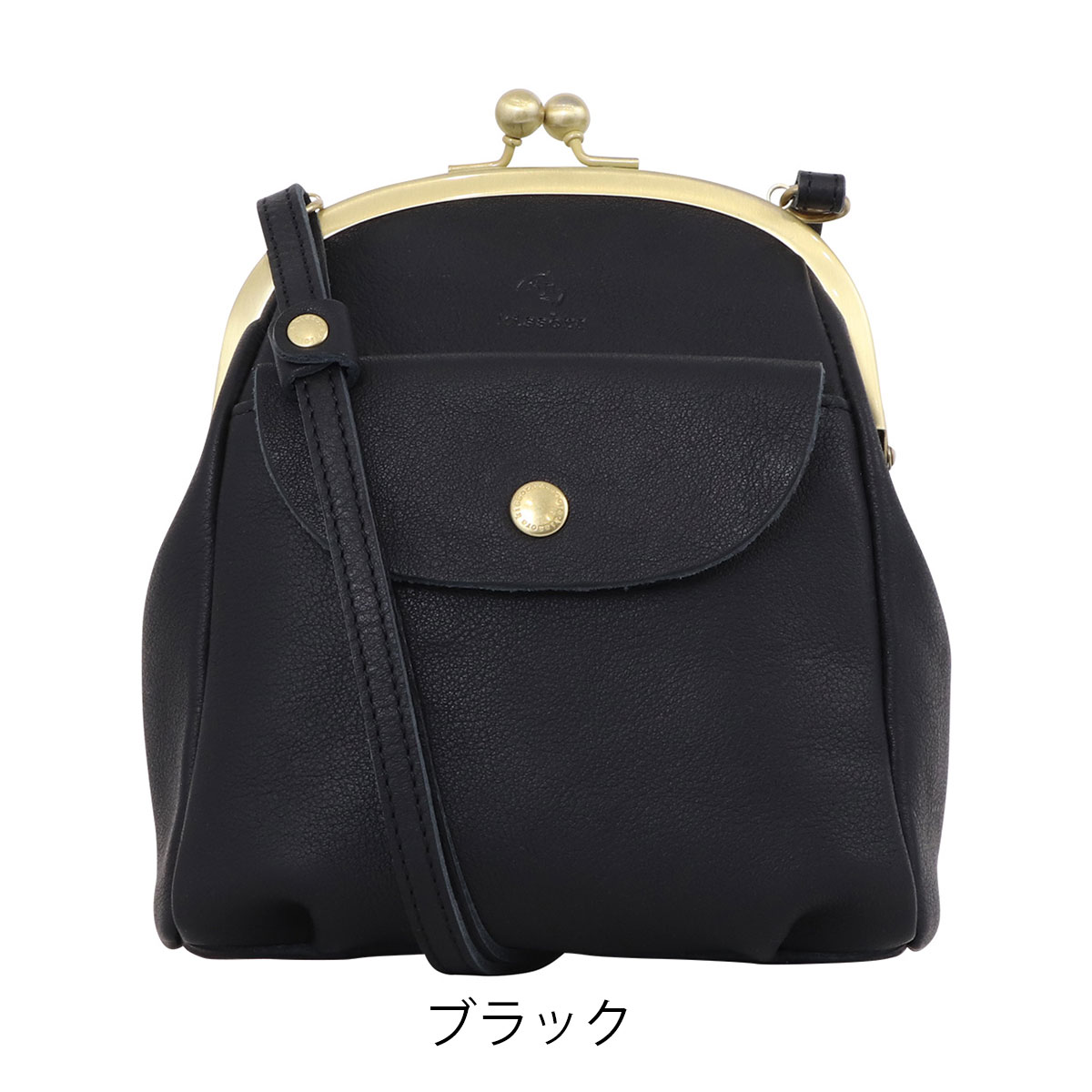 Krm】 黒レザー がま口ショルダーバッグ Krm様専用】 黒レザー がま口