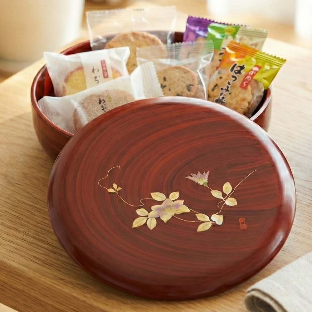 菓子器 蓋付き 溜 里桜 18cm お菓子入れ おしゃれ かわいい 来客