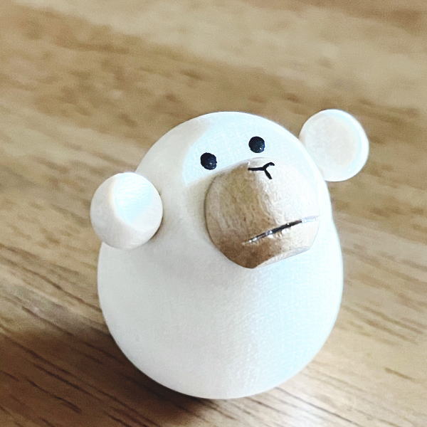 十二支（干支） えと の おきあがりこぼし さる 白 木製 置物 サル 猿