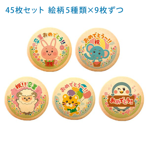 卒業 お礼 動物 卒業おめでとう 配りやすい個包装 45枚セット ギフト
