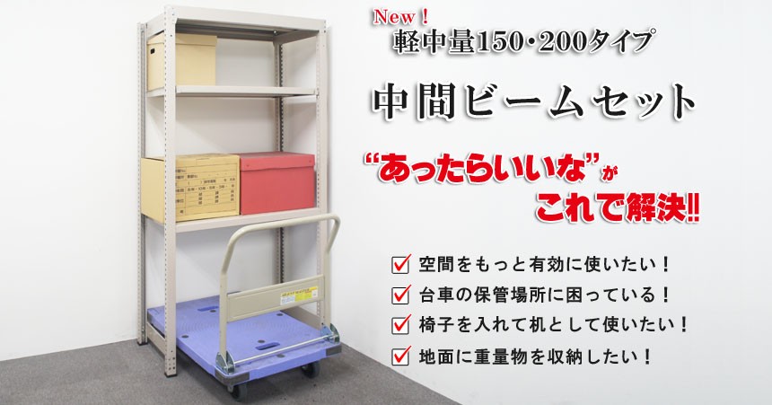 スチールラック スチール棚 軽中量棚用 中間ビーム加工セット 1台分