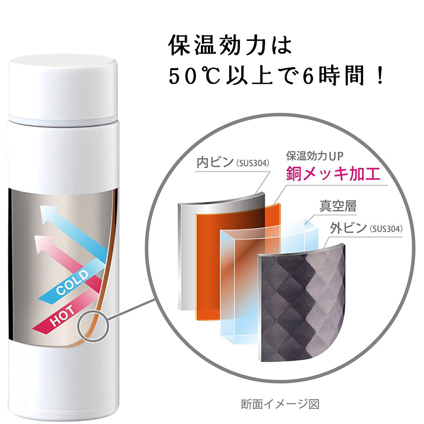 ミニマグボトル 160ml 白 黒 保温 保冷 ステンレス マグボトル 水筒 コンパクト 軽量 ミニマグ スリム 直飲み 携帯ミニマグボトル マイボトル 関連画像3