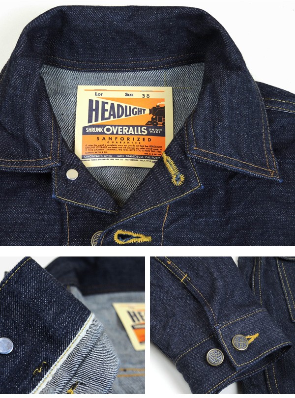 SUGAR CANE HEADLIGHT ヘッドライト Gジャン 13.75oz デニム