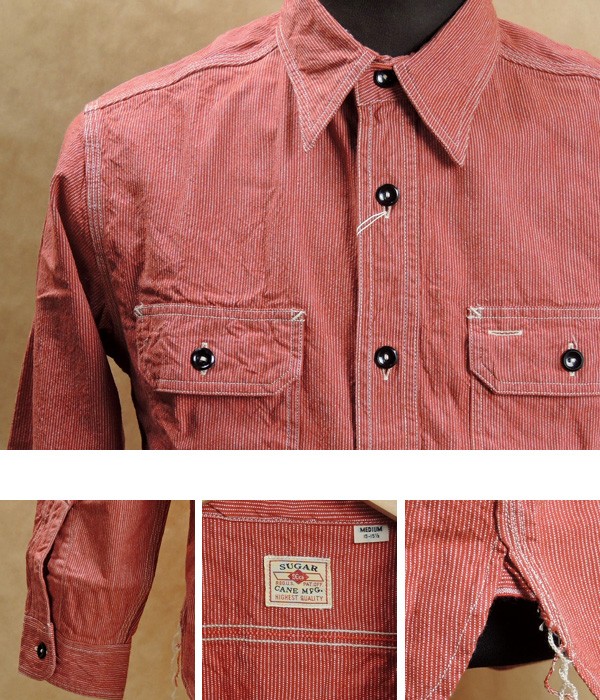 Suger Cane　シュガーケーン　ワークシャツ　SC25511　ストライプ SUGARCANE L/S JEAN CORD STRIPE WORK SHIRT シュガーケーン長袖