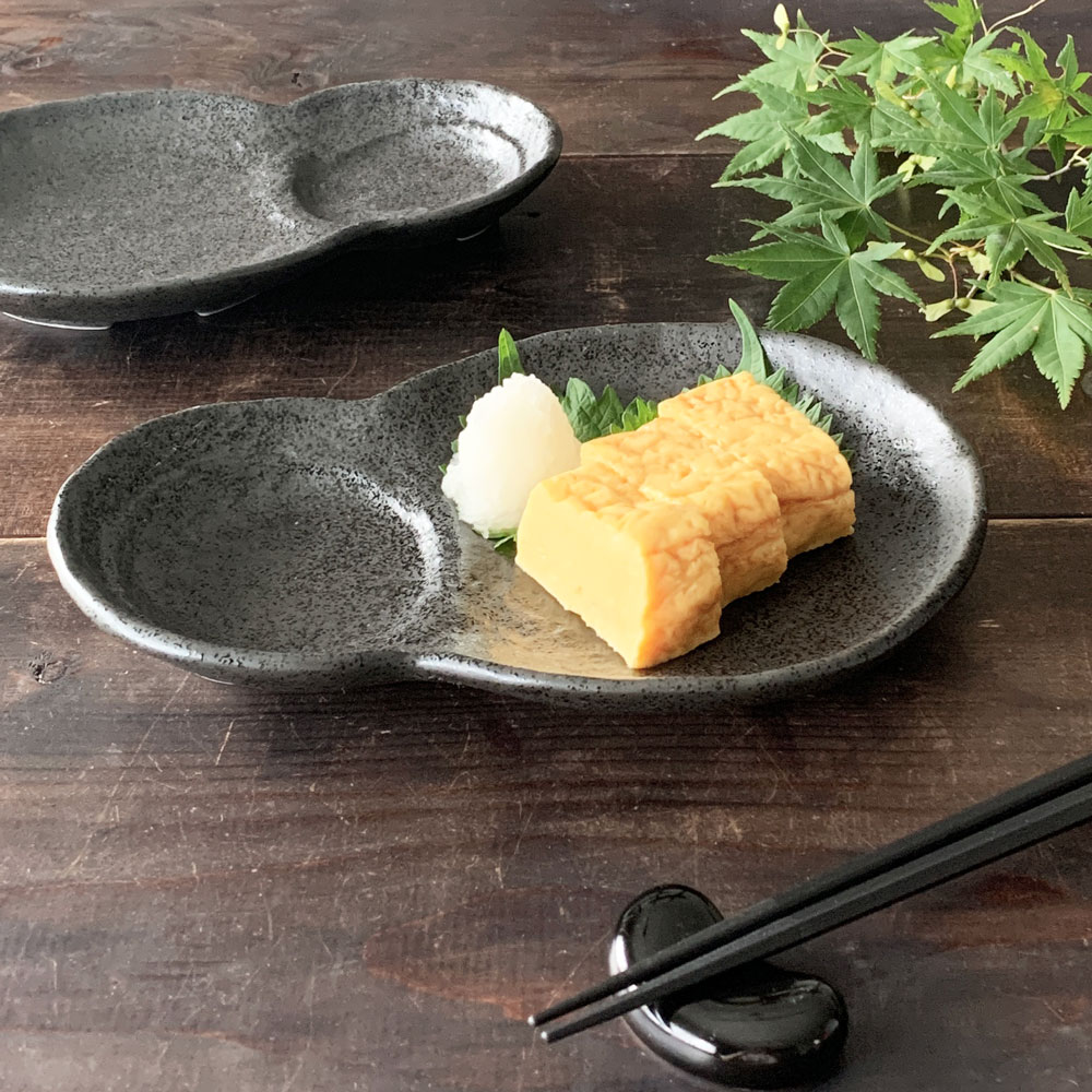 和食器 仕切り皿 黒 天目 吉兆 とんかつ 二品 盛皿 2つ仕切り皿 陶器