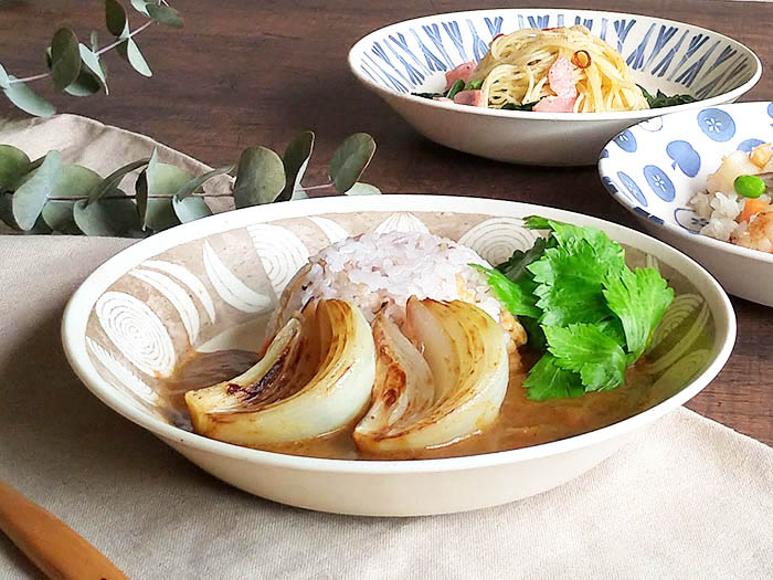 深皿 パスタ皿 恵の器 21cm おしゃれ カレー皿 煮物鉢 麺皿 和