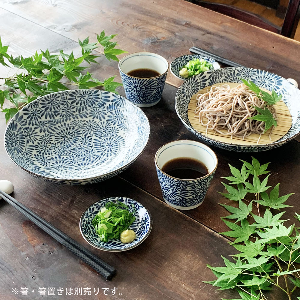 そば用食器 藍染タコ唐草1人前 ざるそばセット ざるそば 器 セット