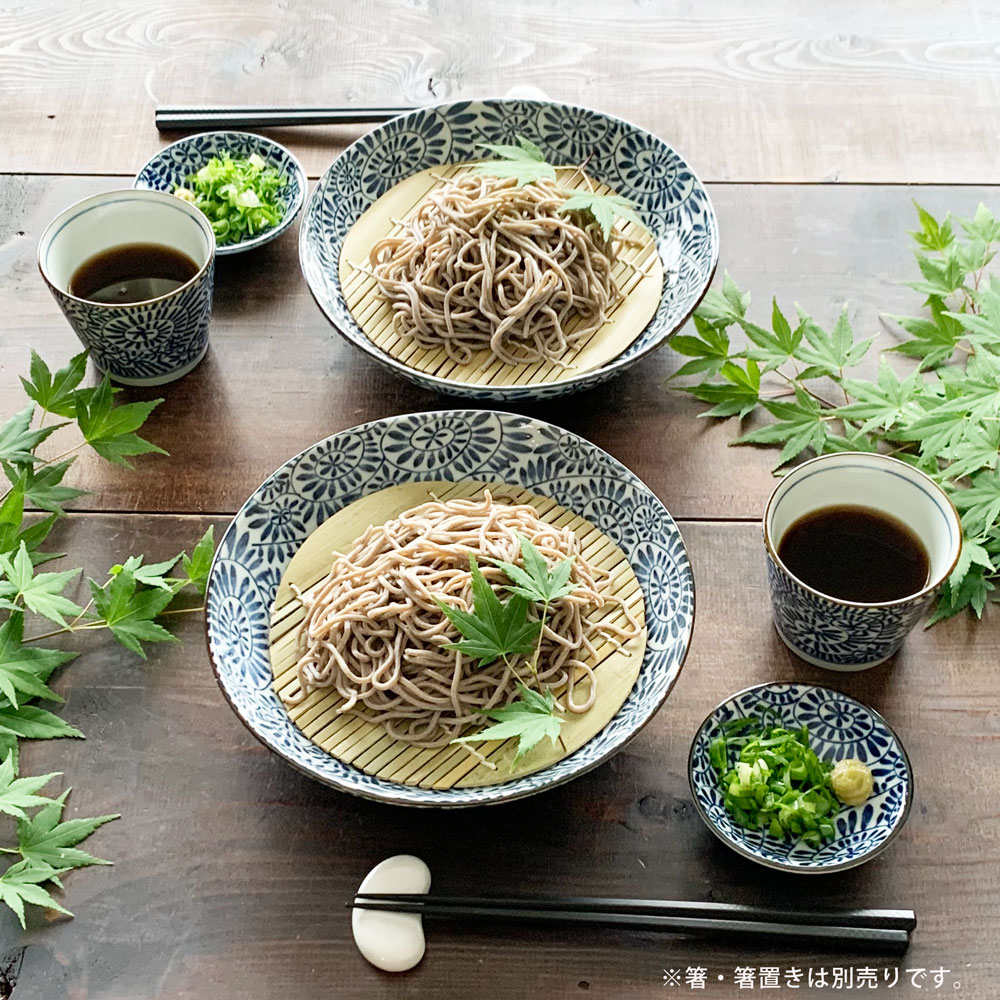 爆買 そば用食器 藍染 タコ唐草 そばセット 各2枚 深皿 そばちょこ
