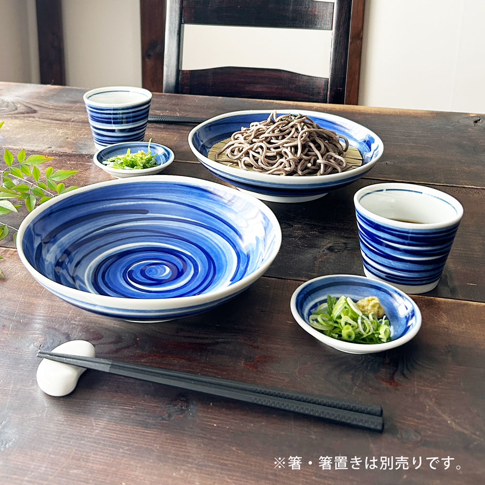 そば食器 呉須刷毛目 二人前 そば食器セット ざるそばセット 2人前