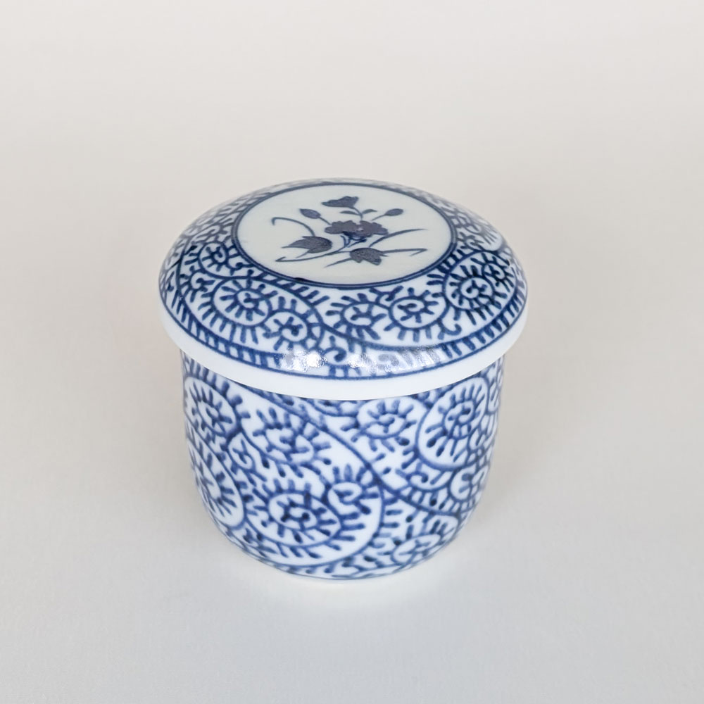 茶碗蒸し 蒸し碗 15個セット 蓋付き 花唐草文様 蒸し碗 茶碗蒸し 碗蒸し 器 蓋付き 【 焼板付 染付 】 美濃焼 日本製