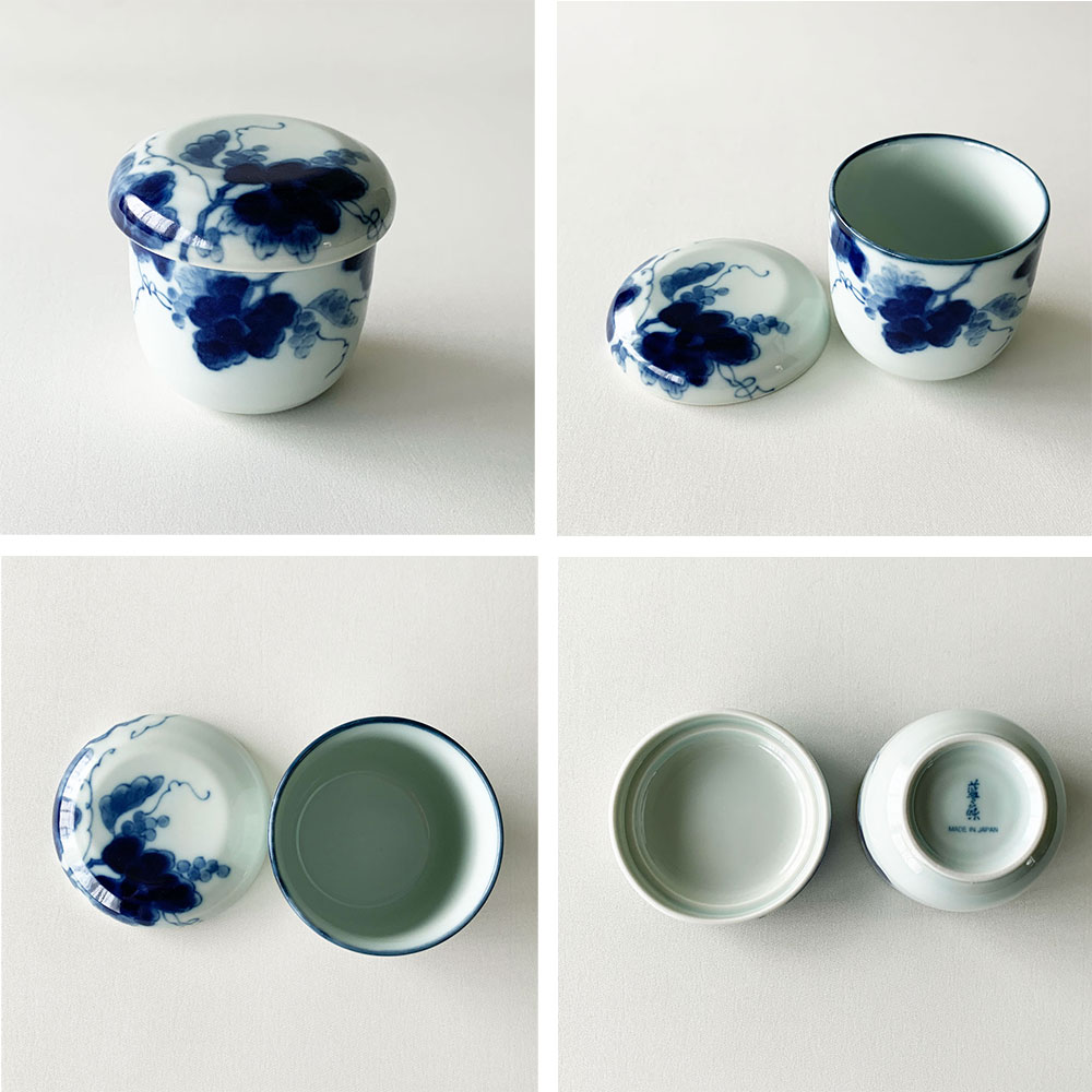 おしゃれ 藍染ぶどう 蒸し碗 蒸し蓋 焼板付 茶碗蒸し デザートカップ