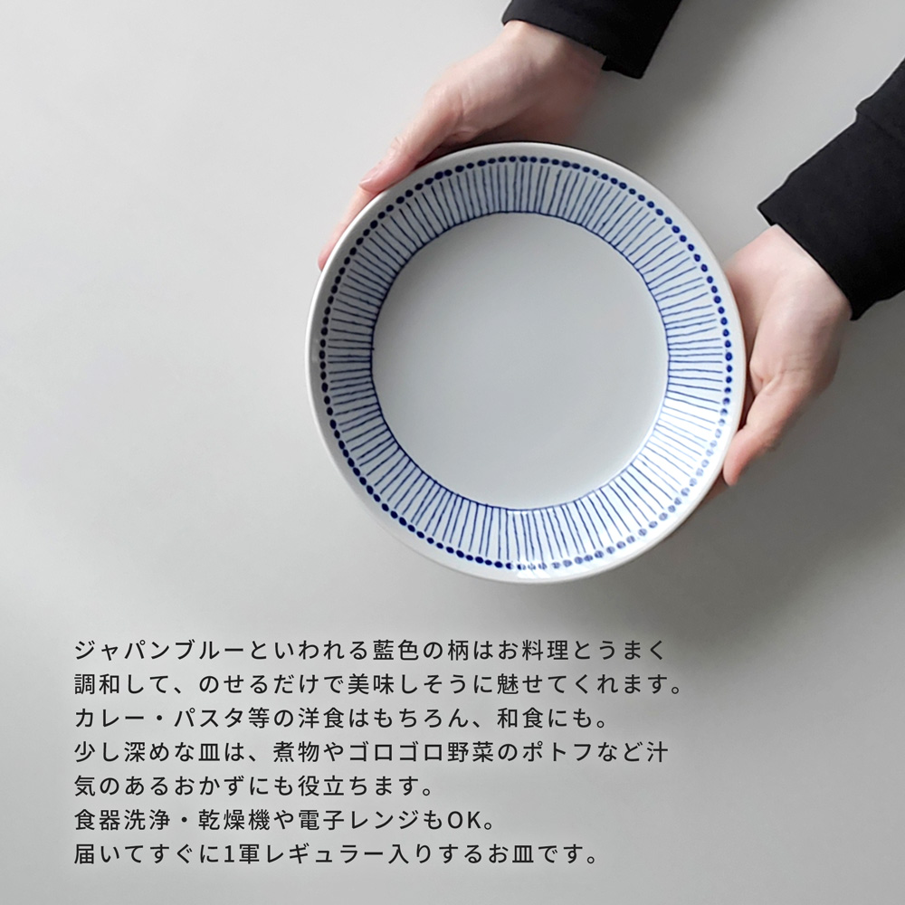 碧 あおいうつわ はなび 6.3深皿 20cm カレー皿 パスタ皿 日本製 美濃