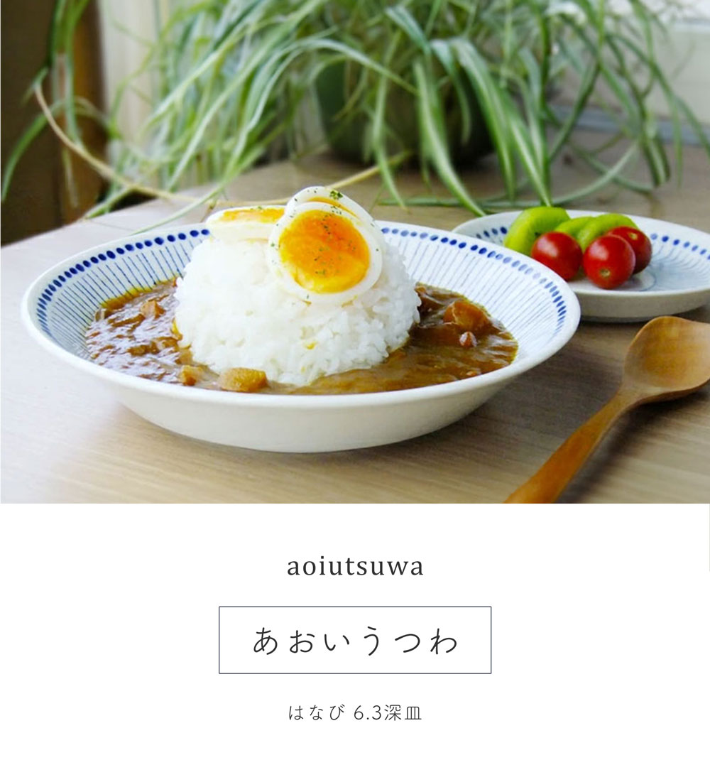 碧 あおいうつわ はなび 6.3深皿 20cm カレー皿 パスタ皿 日本製 美濃