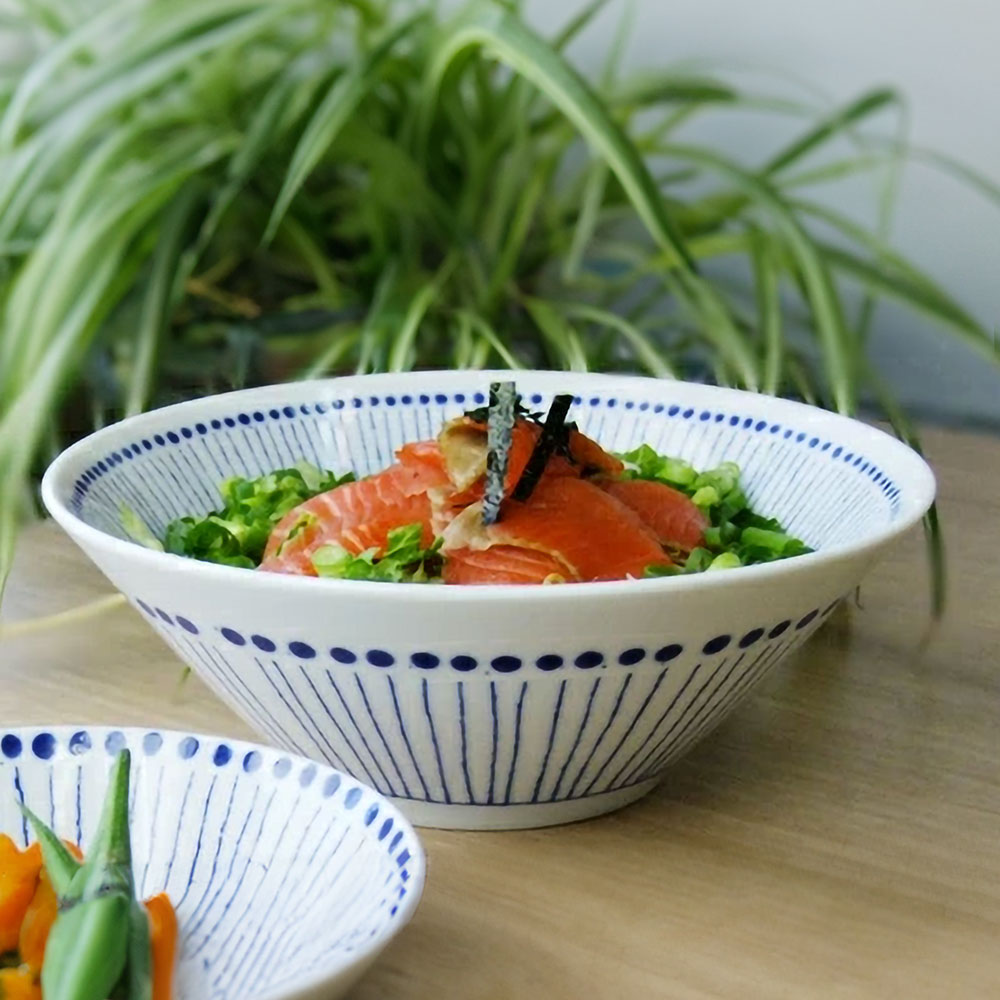 あおいうつわ はなび 7.0鉢 20.5cm 和食器 どんぶり そうめん鉢 ラーメン鉢 大鉢 日本製 美濃焼 蒼い器 食器洗浄機対応 レンジ対応