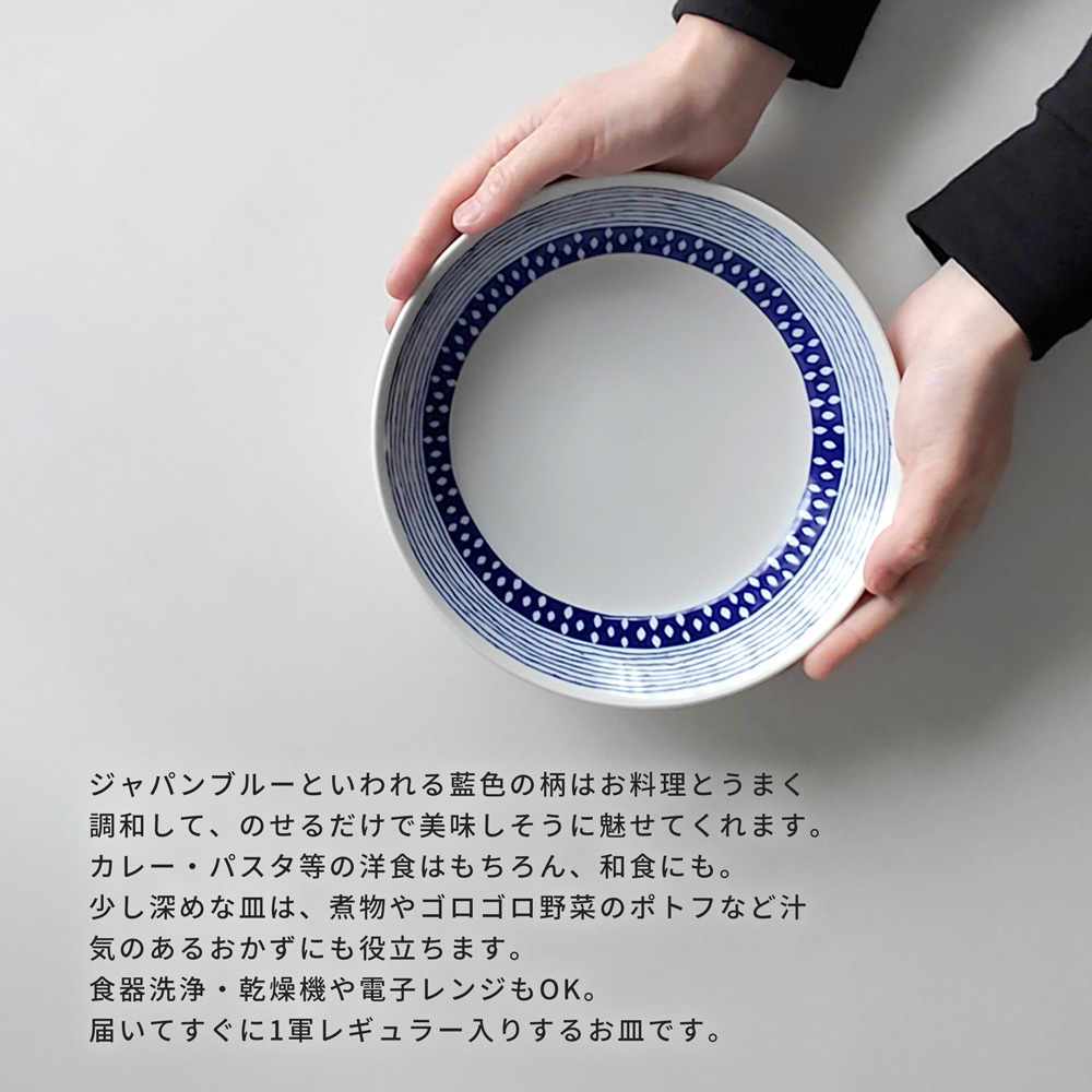 碧 あおいうつわ しずく 6.3深皿 20cm カレー皿 パスタ皿 日本製 美濃