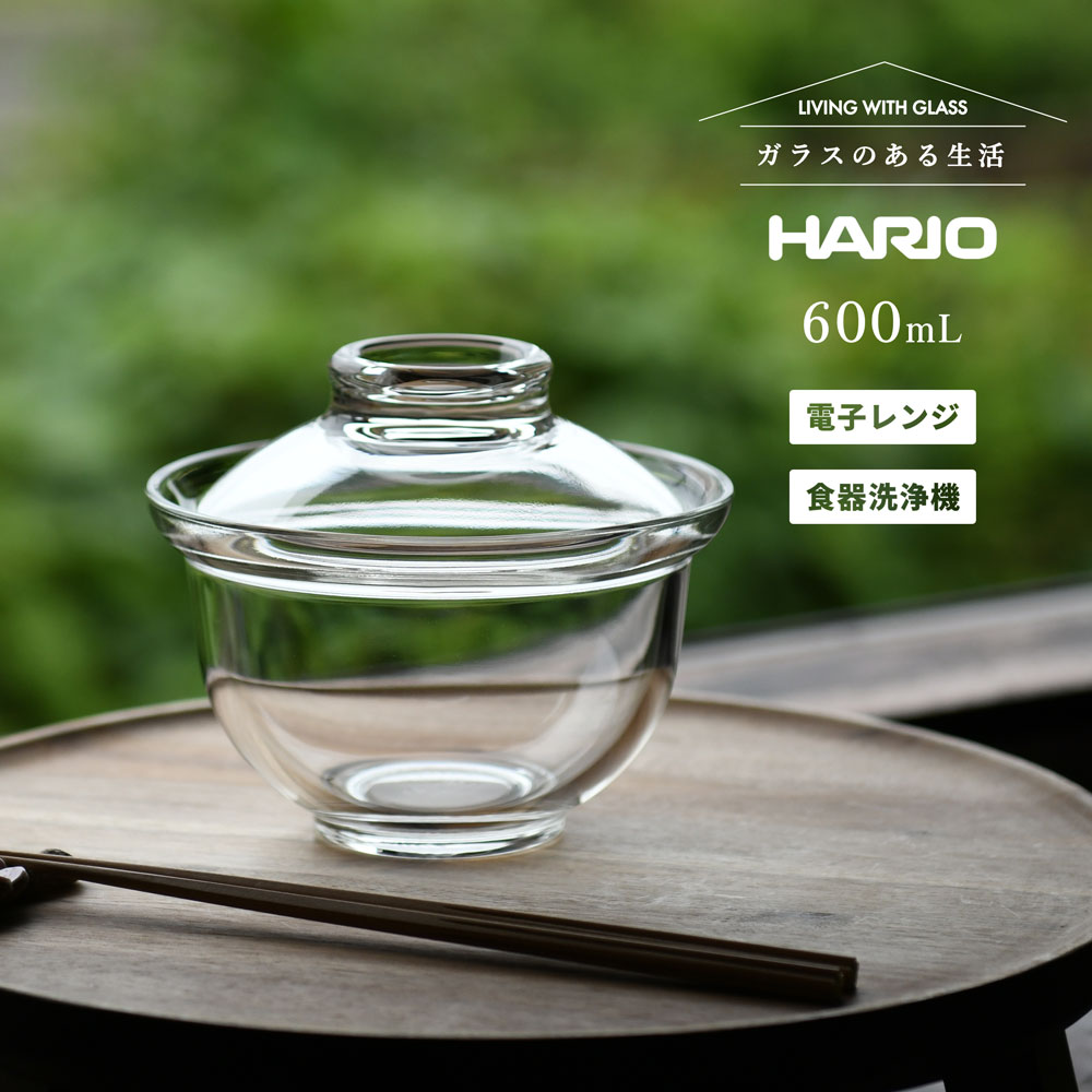 HARIO ガラスの丼鉢 耐熱ガラス どんぶり 器 おしゃれ ガラス 蓋