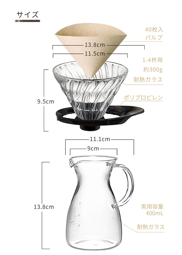 HARIO コーヒー V60 こだわりドリップ 6点セット 1-4杯 IH対応ケトル