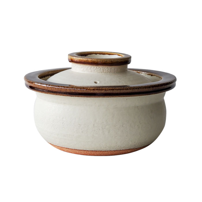 3合 土鍋 ご飯釜 Circle Rice Pot 飴 M 直火専用 カネフサ製陶 信楽焼
