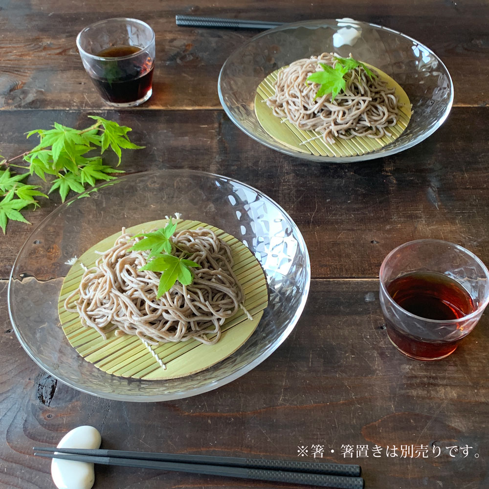 そば食器 2人 ざるそば セット 食器 光華 ガラス そうめん 麺皿2枚 つゆ鉢2個 竹スノコ2枚 和食器 冷やし中華 日本製 みのさらら｜kitchengoods-bell｜03