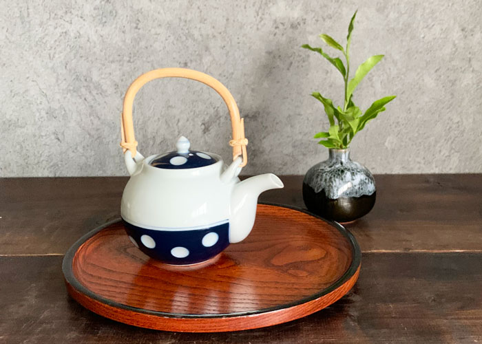 土瓶 急須 おしゃれ 水玉 丸4号 525cc 有田焼 日本製 お茶