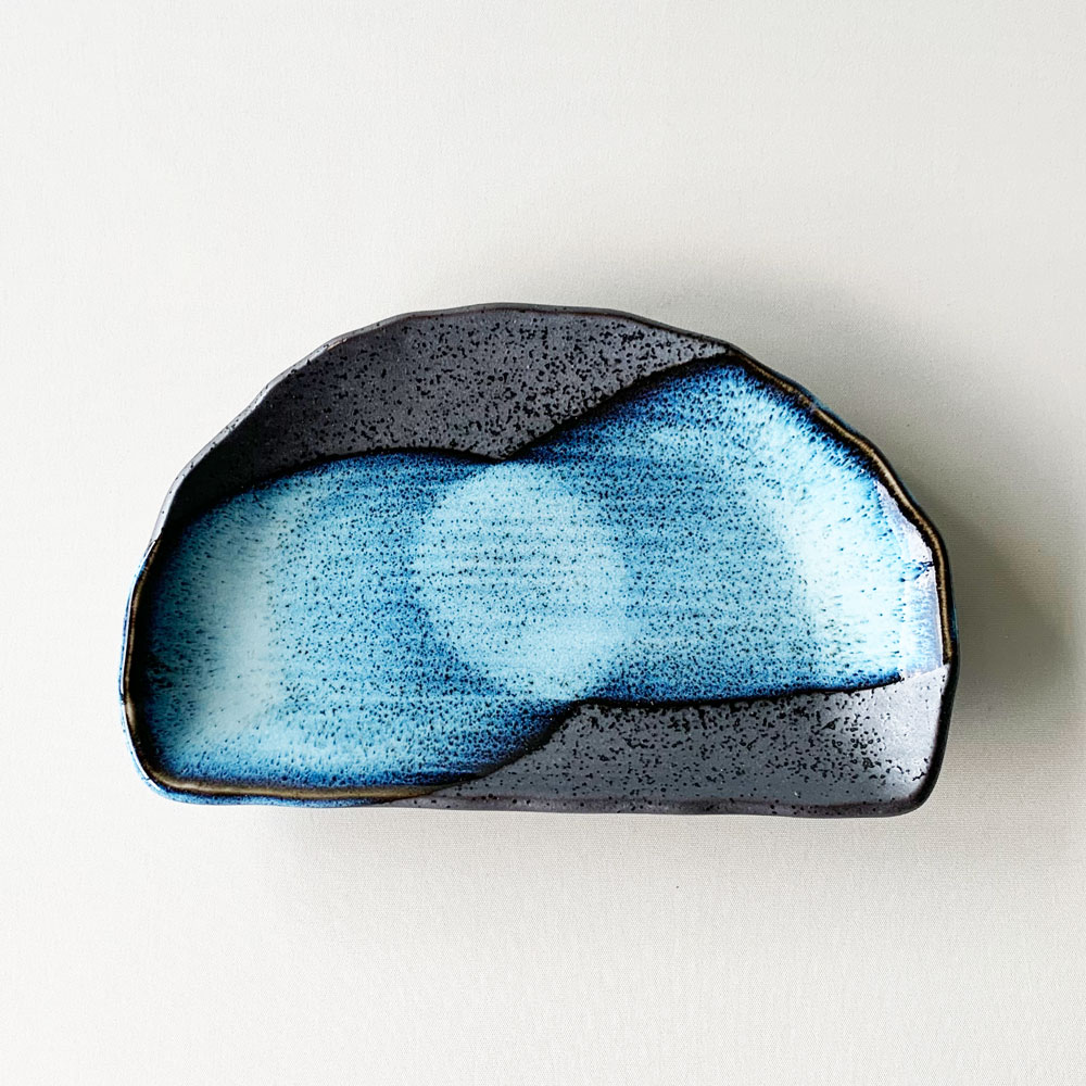 和食器 清流半月 焼き物皿 21cm 天ぷら皿 天皿 刺身皿 おかず皿 : みの