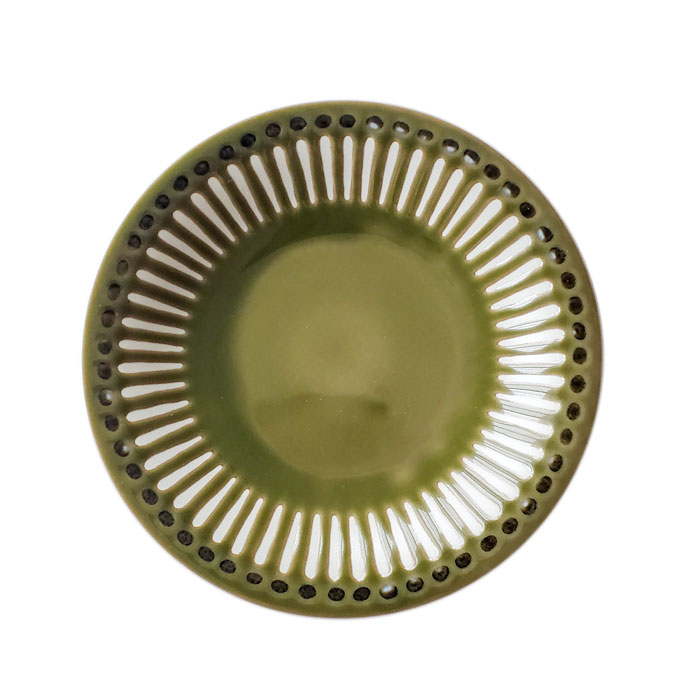 金色草模様の陶器皿10枚セット 食器 皿 おしゃれ エンボス十草 プレートS 16.5cm カフェ皿 選べる