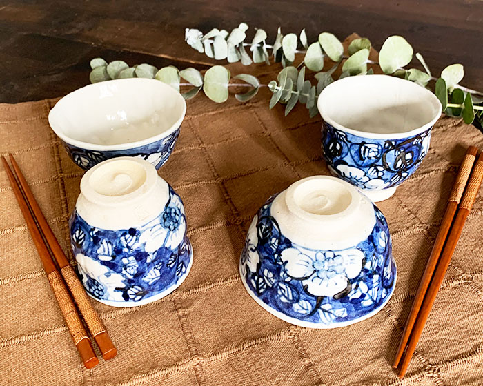 食器セット 2人用セット 手描き牡丹 小さめ 茶碗 湯呑 箸セット 6点