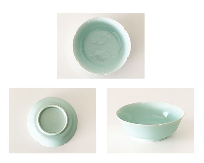 食器セット 小鉢2個 小皿2個 鉢12.7cm 皿15cm 快山窯 青白磁