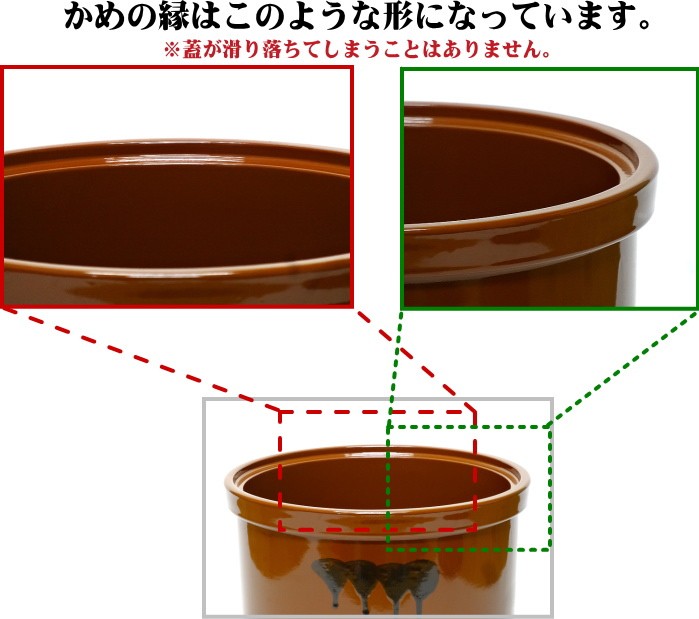 日本製 陶器製 漬物容器 常滑焼 久松窯 かめ 切立 ガラス蓋付 9.0L (5号サイズ相当)