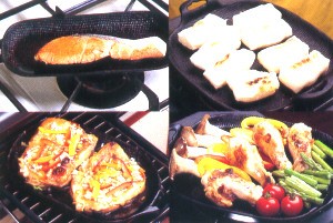 【日本製】 及源鋳造　焼き焼きグリル　ぽっちゃり　オイゲン／南部鉄器 及源鋳造 焼き焼きグリル ぽっちゃりタイプ (ハンドル・木台付) 南部