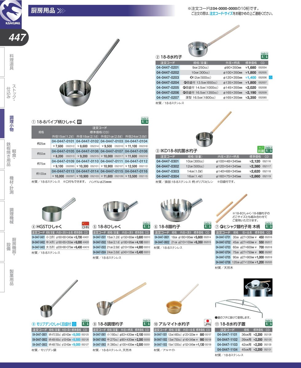 18-8ステンレス パイプ柄ひしゃく 15cm 柄25cm (N)（km） : k-052312