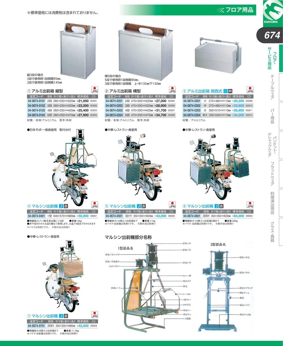 アルミ 出前箱 関西式 特大 (N)（km） :k-053012:業務用厨房機器