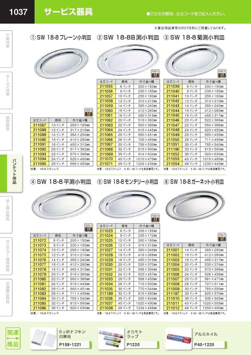 SW 18-8ステンレス 菊渕 小判皿 20インチ（km） : k-211046 : 業務用