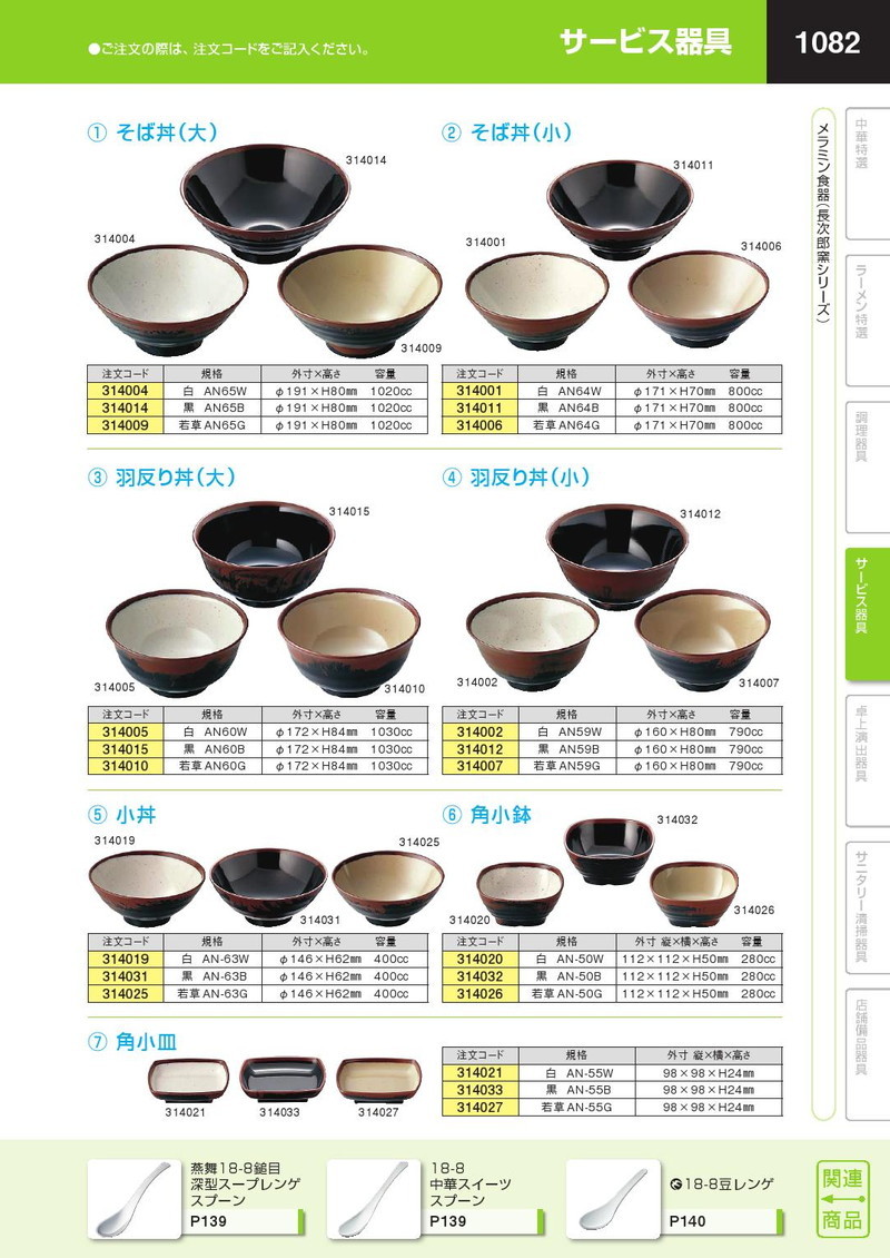 長次郎窯 羽反り丼（大） 若草AN60G（km） : 業務用厨房機器キッチン