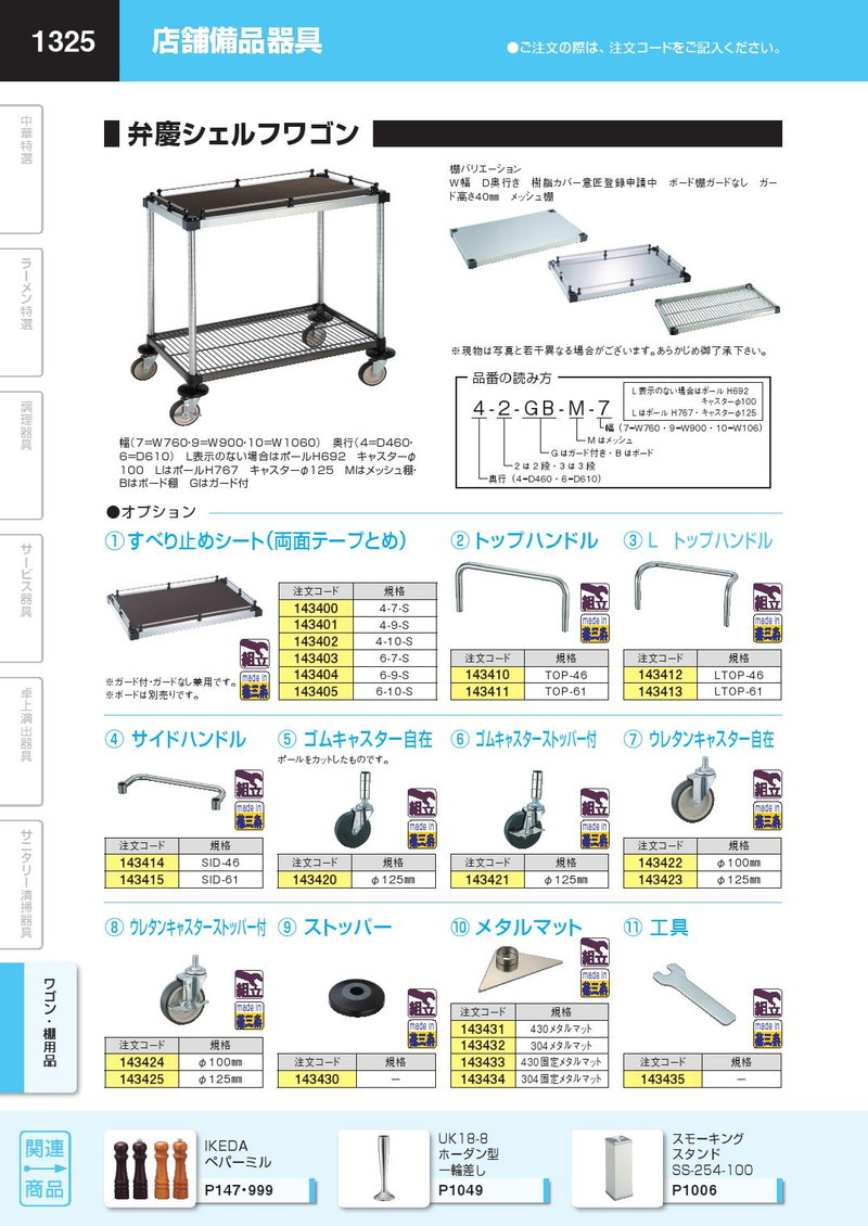 弁慶シェルフワゴン ストッパー（km） : k-143430 : 業務用厨房機器