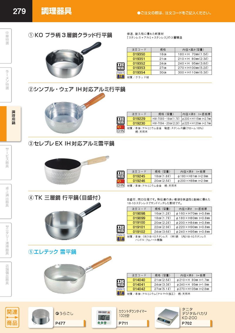 雪平鍋 IH対応 KO プラ柄3層鋼クラッド 27cm（km） : k-019353 : 業務