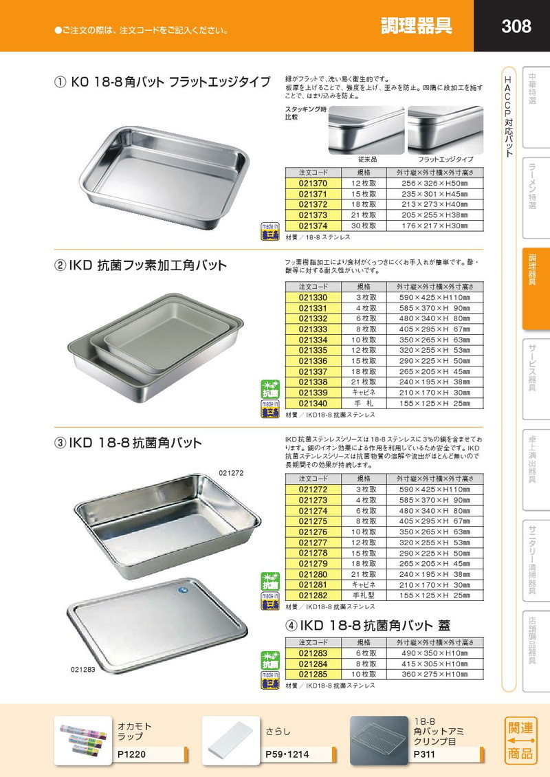 IKD 抗菌フッ素加工角バット 15枚取（km） :k-021336:業務用厨房機器