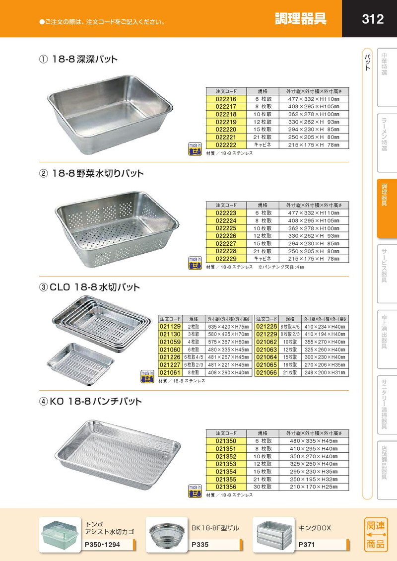 18-8ステンレス 野菜水切りバット 21枚取（km） : k-022228 : 業務用