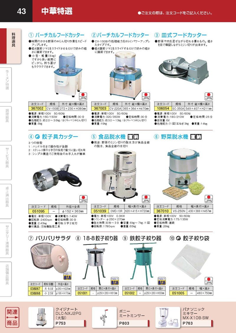 CV-150B バーチカルフードカッター（km） : 業務用厨房機器キッチン