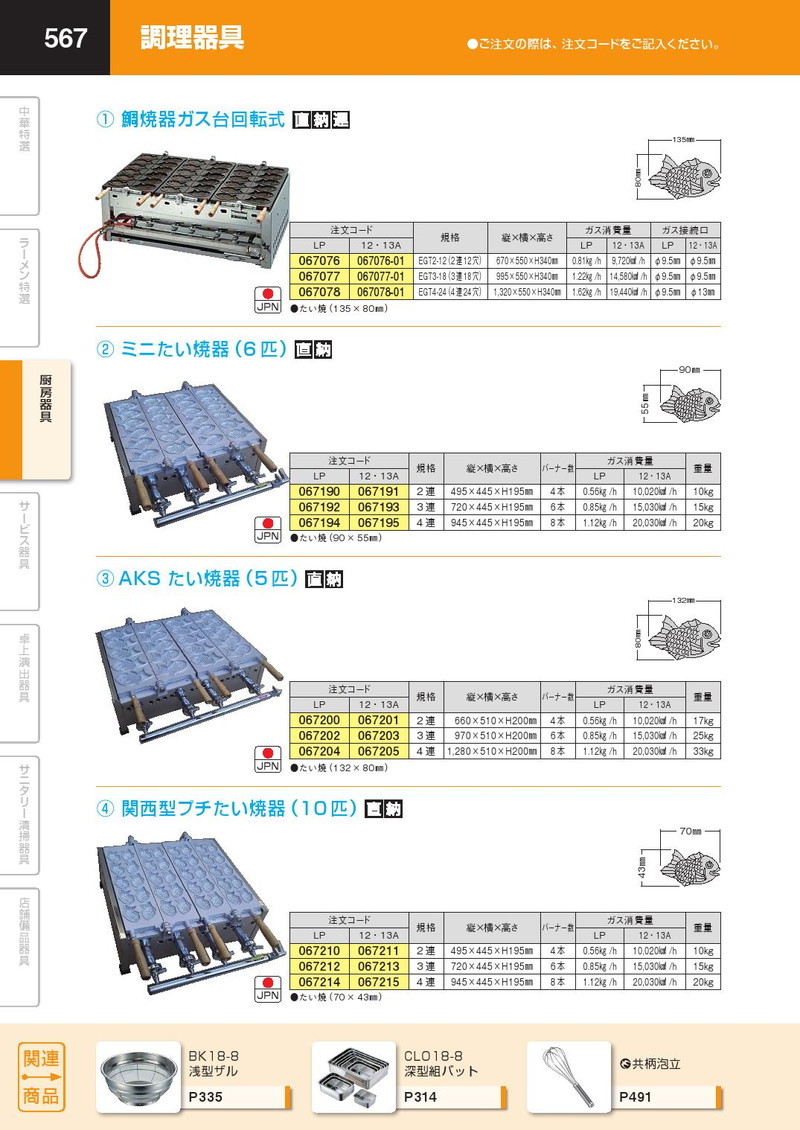 62-8238-44 直送 代引不可・他メーカー同梱不可 鯛焼ガス台回転式EGT4