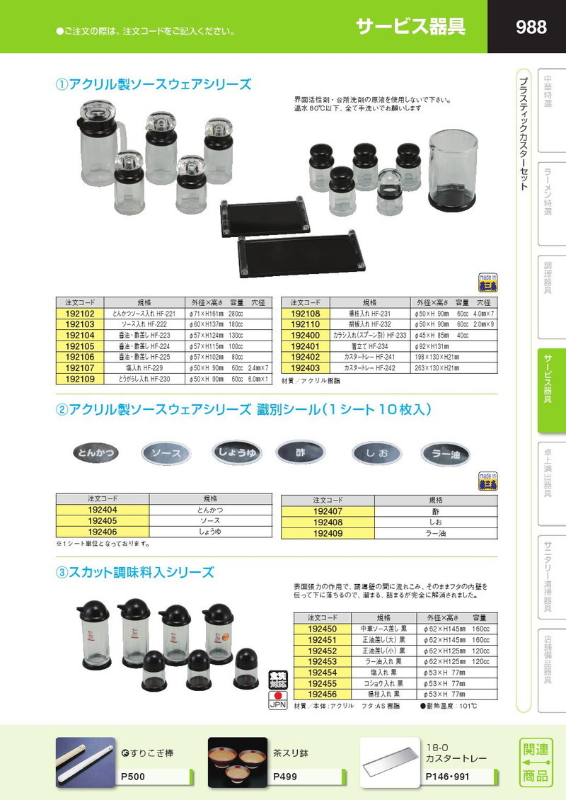 10個　ソース差し　180ml　アクリル　HF-222 アクリル製ソースウェアシリーズ ソース入れ HF-222（km） : 業務用