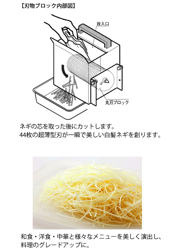 電動 白髪ネギシュレッダー 白雪姫 DX-88P 刃物ブロック2.5mm 電動 白髪ネギシュレッダー 白雪姫 DX-88P 刃物ブロック2.5mm