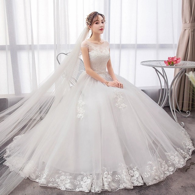 ウェディングドレス Aライン 袖あり ホワイトドレス 結婚式 花嫁
