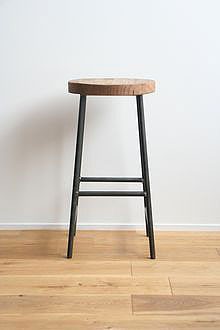 スツール おしゃれ 木製 北欧 アイアン 鉄と古材足場板Mサイズ（丸