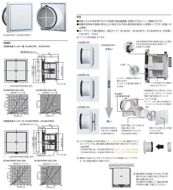 ナスタ KS-8841PRFK3-SG プッシュ式レジスター 花粉除去フィルター付 換気部材 断熱密閉型 φ100mm (321-210) :nasta-0860:家クラフト  - 通販 - Yahoo!ショッピング