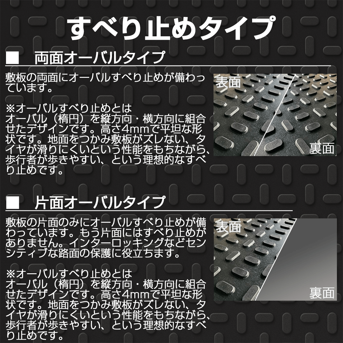 強化型プラスチック敷板UltraXのすべり止めタイプ