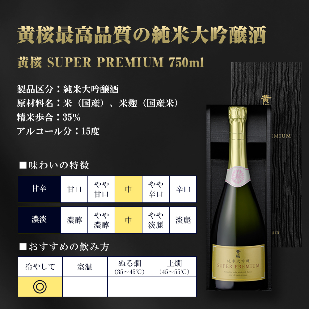 母の日 日本酒 お酒 ギフト 黄桜 純米大吟醸 黄桜 SUPERPREMIUM 750ml 高級 酒 スーパープレミアム 冷酒 プレゼント 父の日｜kizakura｜09