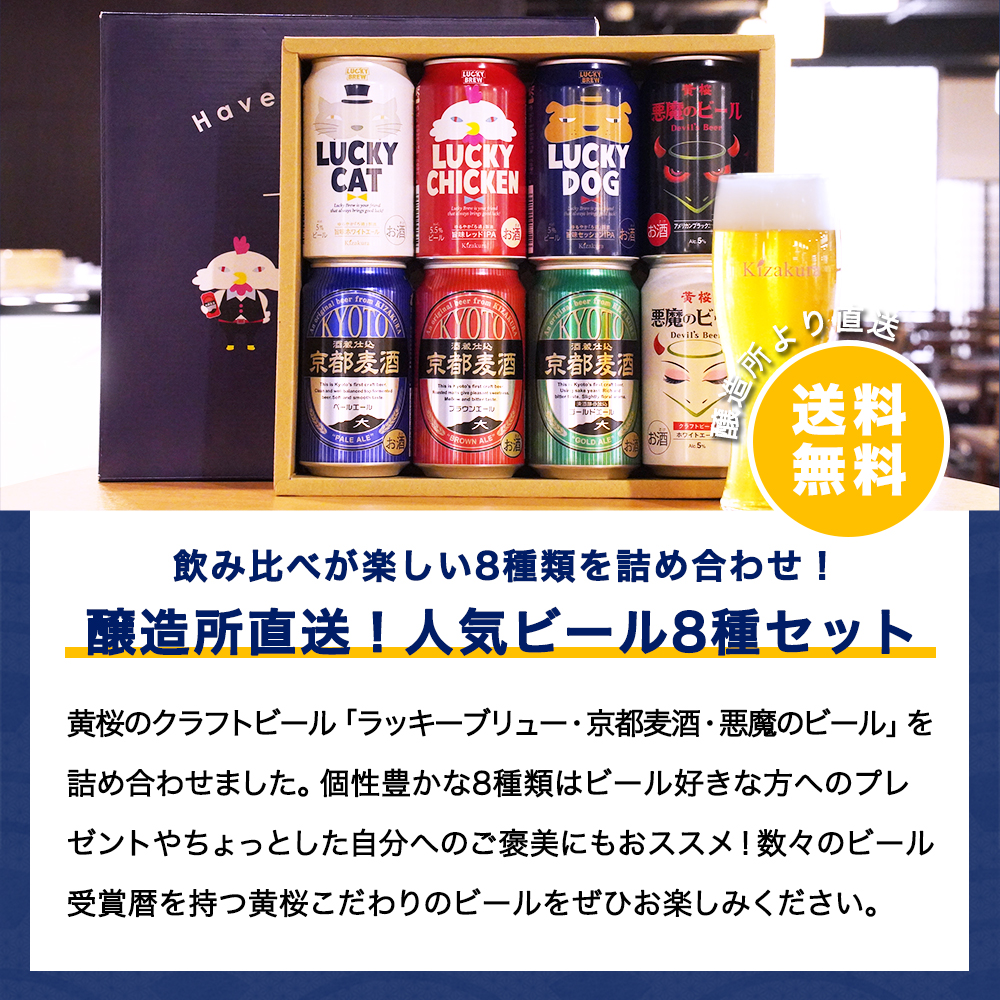 お中元 ビール ギフト プレゼント ギフト クラフトビール 黄桜 8種セレクション ビールセット 350ml 8本 飲み比べ 関連画像1