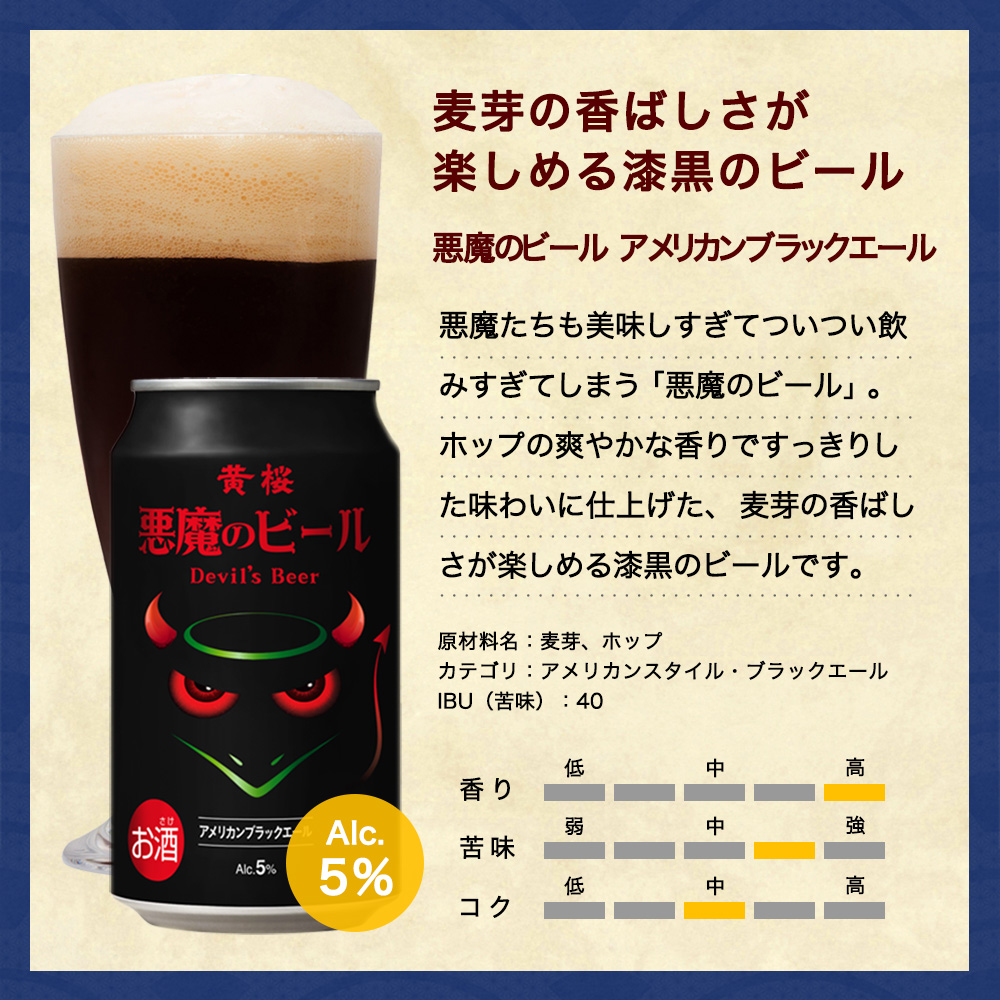 父の日 ビール ギフト クラフトビール 黄桜 悪魔のビール3種 ビールセット 350ml 6本 地ビール 飲み比べ プレゼント｜kizakura｜08