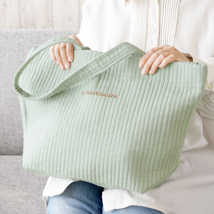 ヌビバック　ハートバック　マザーズバック　名入れ　出産祝い　ママバック 名入れ刺繍 白ヌビ ハート刺繍ふんわりやわらか イブル生地